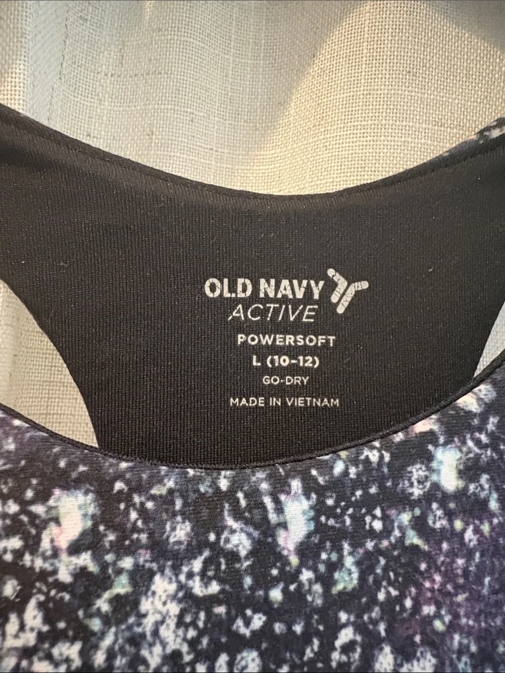 Old Navy Girls PowerSoft Longline Sports Bra Galaxy Splatter Top Size L (10-12)